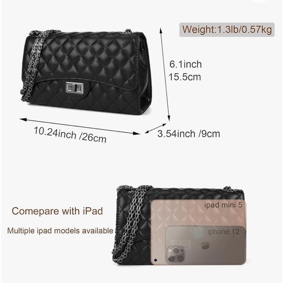 New quilted chain strap dual Crossbody or shoulder back~ - Picture 8 of 11